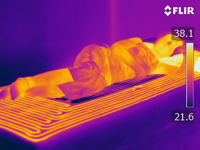 Infrared view of woman sleeping on Temperature Controlled Mattress