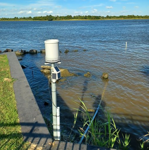 flood monitoring device set up on lake bed